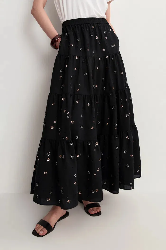 Emily Hand Beaded Sequin Embroidered Maxi Skirt in Beaded Wool Blend sold by Fabrique product image thumbnail 4