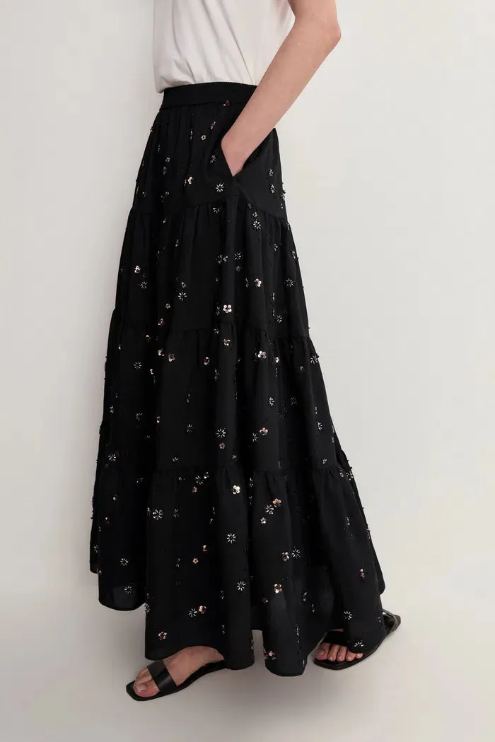 Emily Hand Beaded Sequin Embroidered Maxi Skirt in Beaded Wool Blend sold by Fabrique product image thumbnail 5