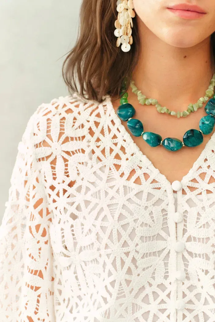 Amara Openwork V neck Cardigan in Cotton Yarn sold by Fabrique product image thumbnail 5