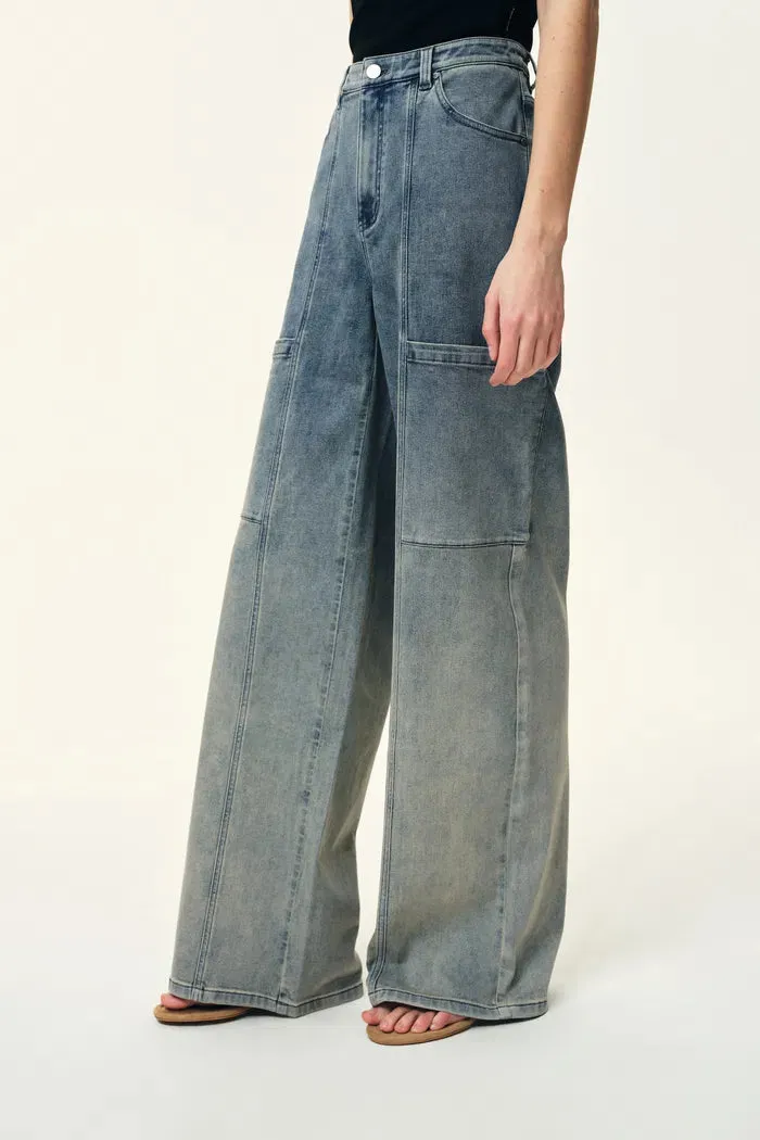 Spice Gradient Mud Dyed Straight Leg Jeans in Stretch Cotton Denim sold by Fabrique product image thumbnail 4