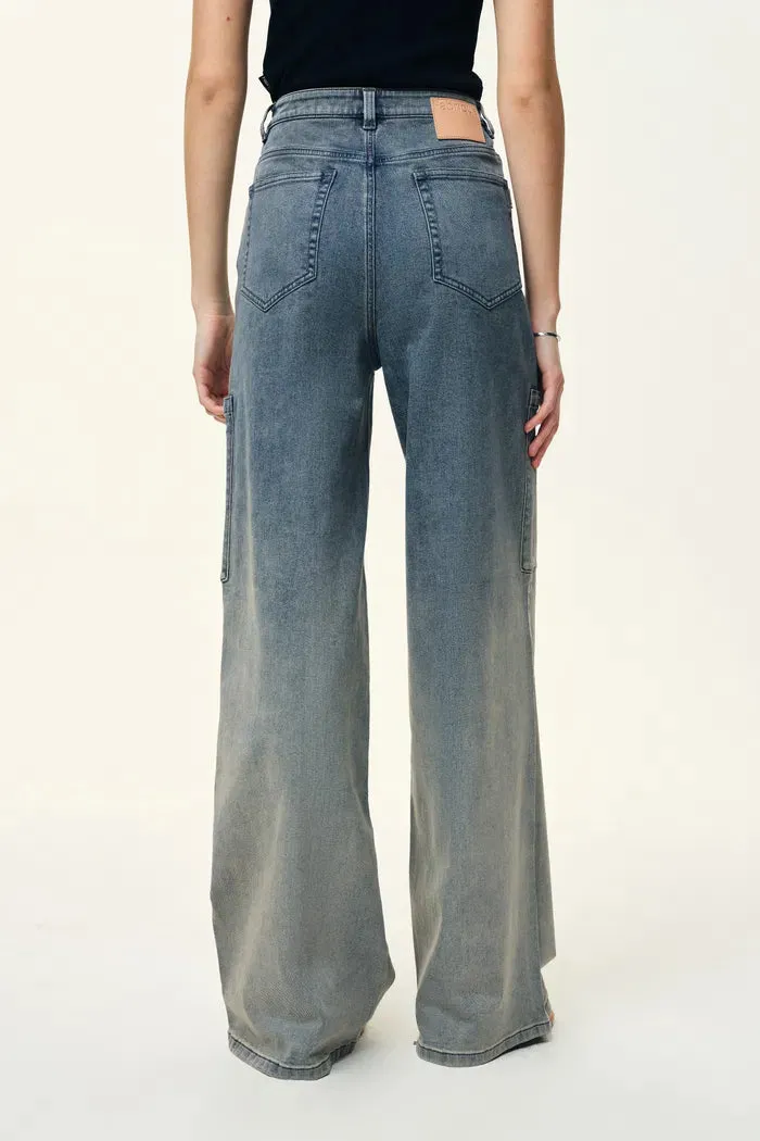 Spice Gradient Mud Dyed Straight Leg Jeans in Stretch Cotton Denim sold by Fabrique product image thumbnail 5