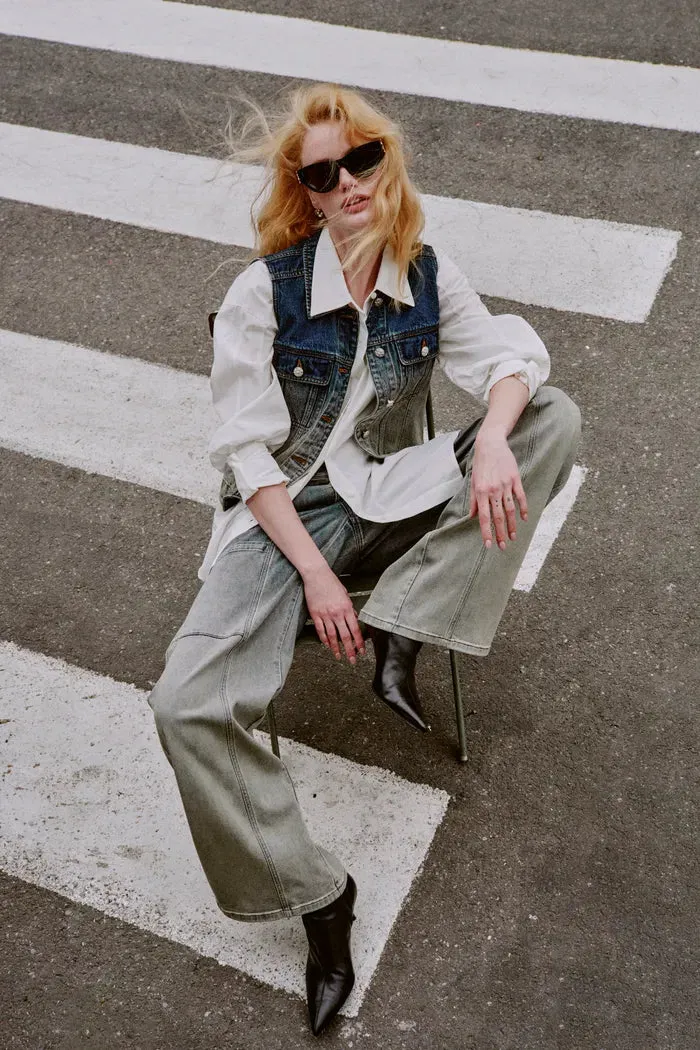 Spice Gradient Mud Dyed Straight Leg Jeans in Stretch Cotton Denim sold by Fabrique product image thumbnail 2