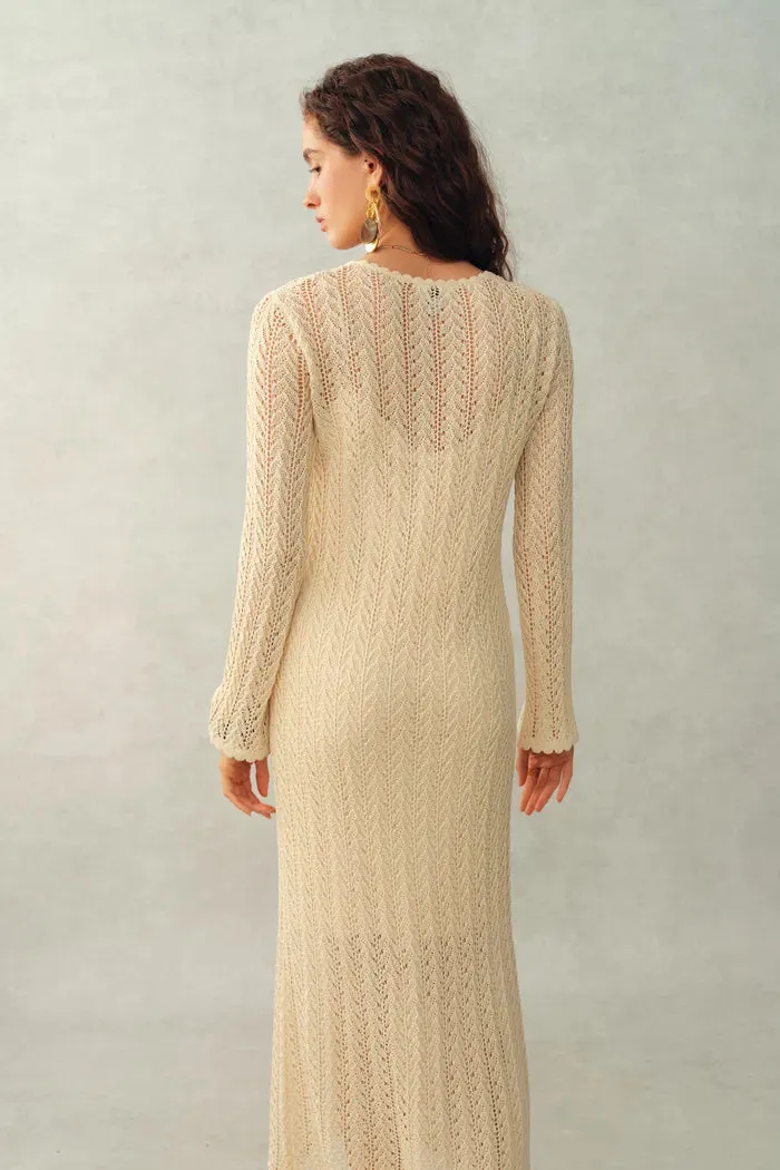 Eliana 3D Floral Open-Knit Dress in Linen Blend sold by Fabrique product image thumbnail 2