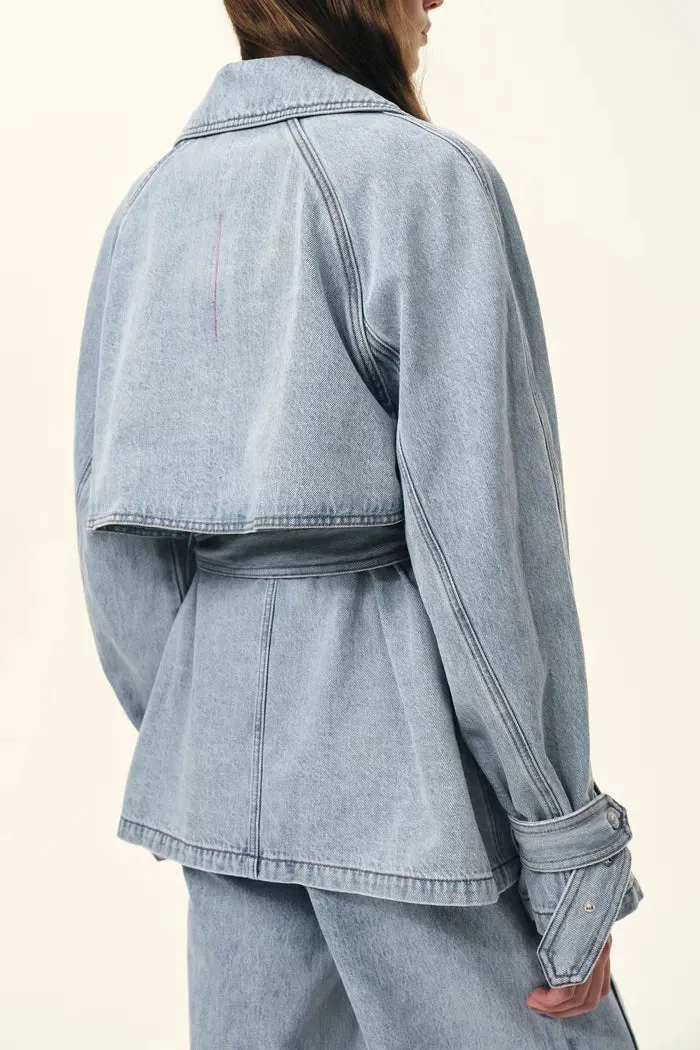 Calista Belted Trench Style Coat in Lightweight Cotton Denim sold by Fabrique product image thumbnail 4