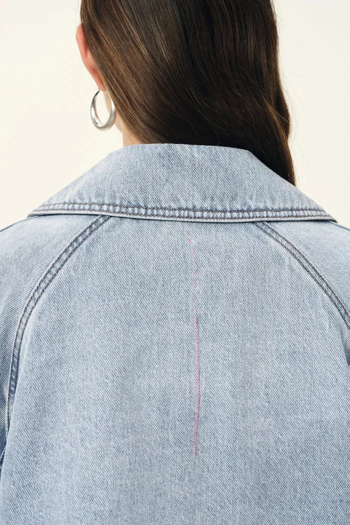 Calista Belted Trench Style Coat in Lightweight Cotton Denim sold by Fabrique product image thumbnail 5