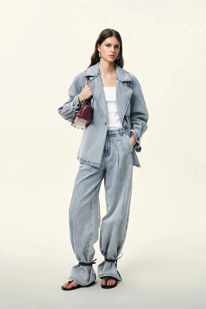 Calista Belted Trench Style Coat in Lightweight Cotton Denim sold by Fabrique product image thumbnail 3