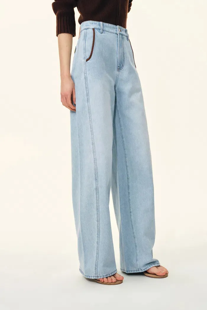 Luna Patchwork Soft Barrel Leg Jeans in Cotton Denim sold by Fabrique product image thumbnail 4