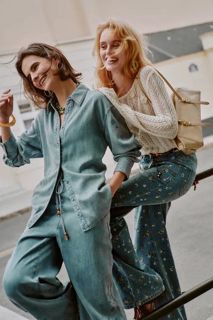 Vinetta Embroidered Shirt in Cotton-Linen Denim sold by Fabrique product image thumbnail 3