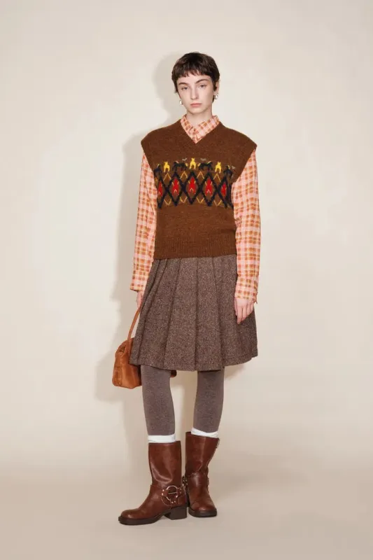 Frou Tribal Art Inspired Fair Isle Sleeveless Vest Top in Wool Alpaca Blend Knit sold by Fabrique