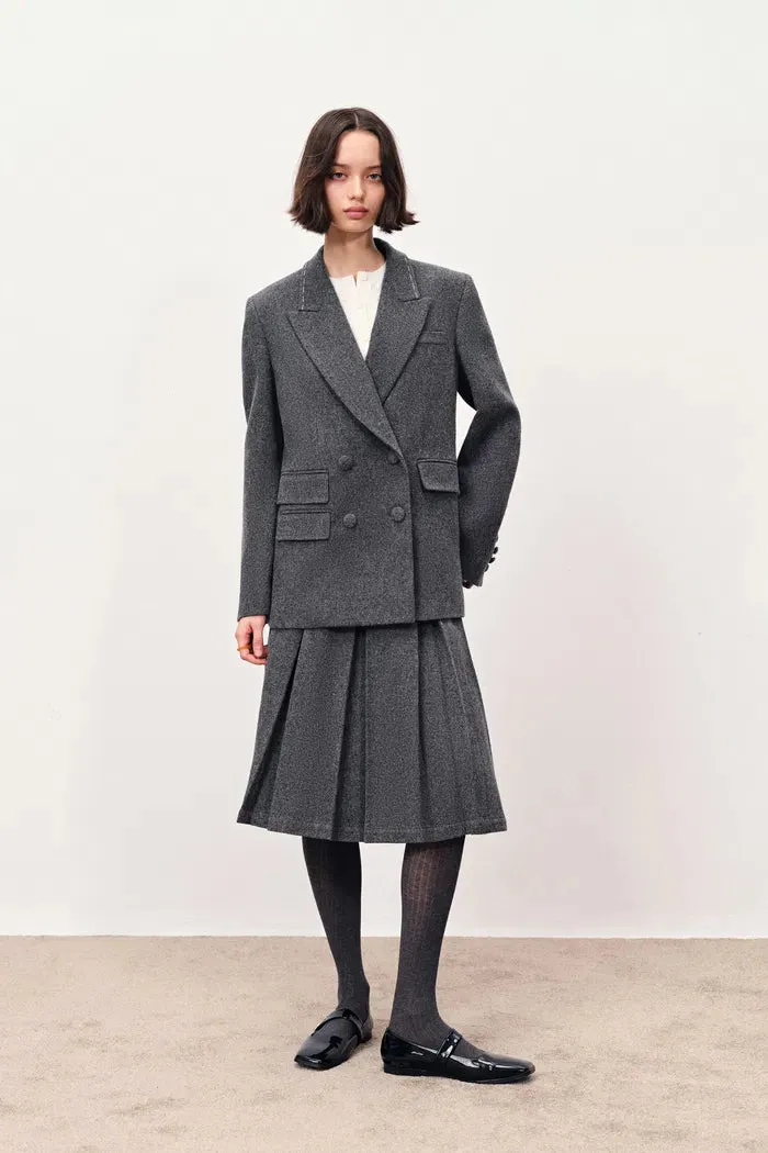 Ava Hand Work Contrast Stitching Blazer and Skirt Matching Sets in Australian Merino Wool sold by Fabrique