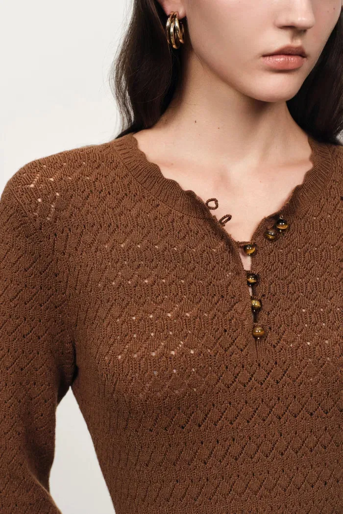 Clara Waxed Cord Belt Bell Sleeve Maxi Dress in Merino Wool Knit sold by Fabrique product image thumbnail 5