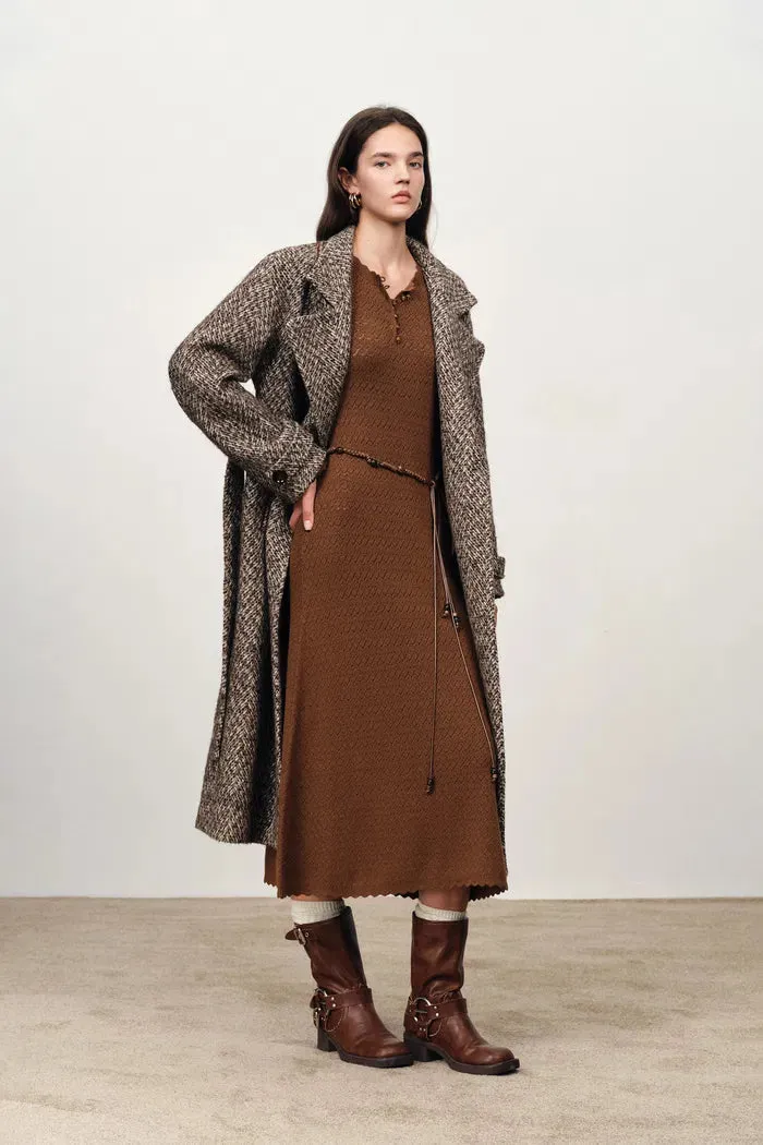 Clara Waxed Cord Belt Bell Sleeve Maxi Dress in Merino Wool Knit sold by Fabrique product image thumbnail 3