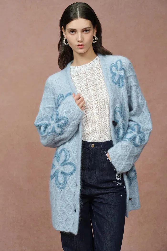 Posie Floral Cardigan in Merino Mohair Cable Knit sold by Fabrique product image thumbnail 3
