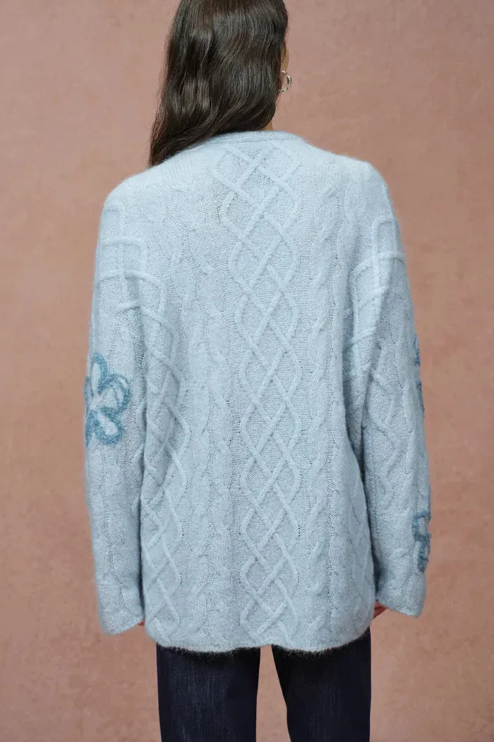 Posie Floral Cardigan in Merino Mohair Cable Knit sold by Fabrique product image thumbnail 4