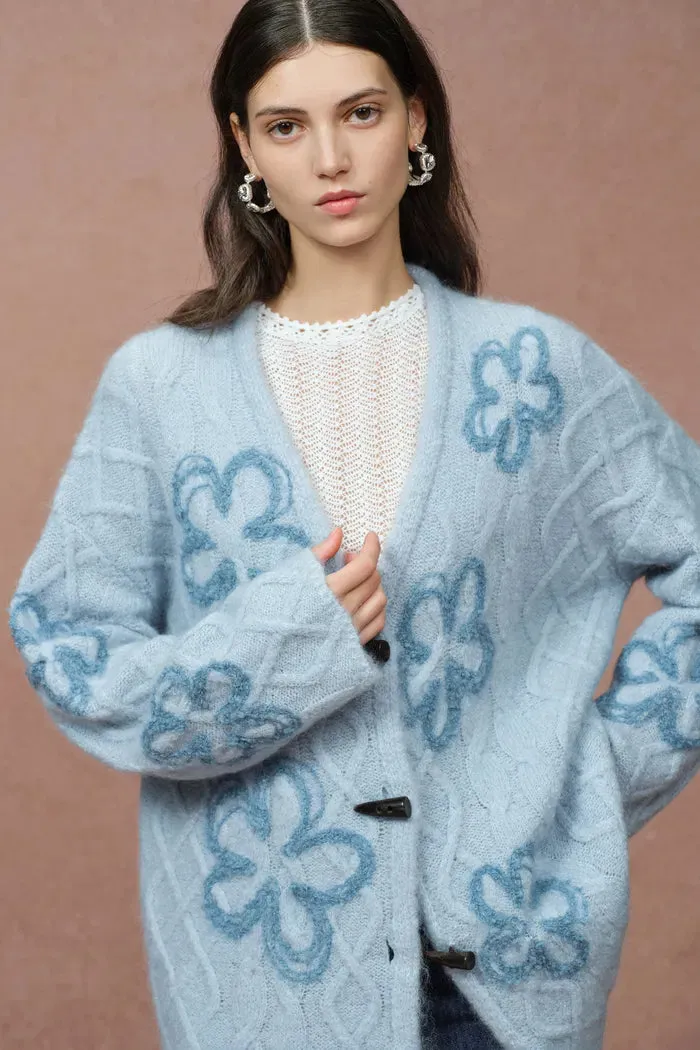 Posie Floral Cardigan in Merino Mohair Cable Knit sold by Fabrique product image thumbnail 5