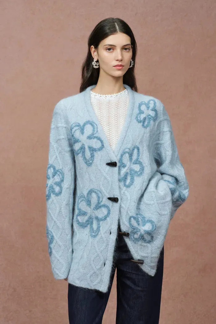 Posie Floral Cardigan in Merino Mohair Cable Knit sold by Fabrique product image thumbnail 2