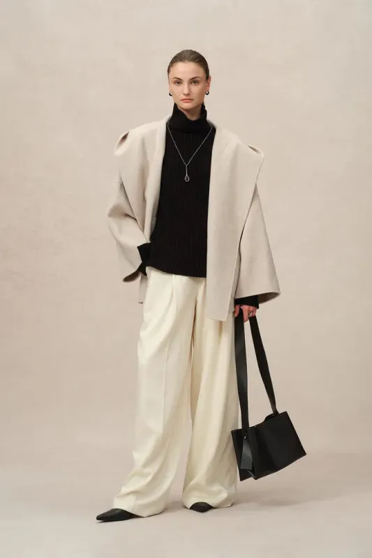 Lanza Handcrafted Hooded Cashmere Double-Face Coat in Merino-Cashmere Blend made by Fabrique