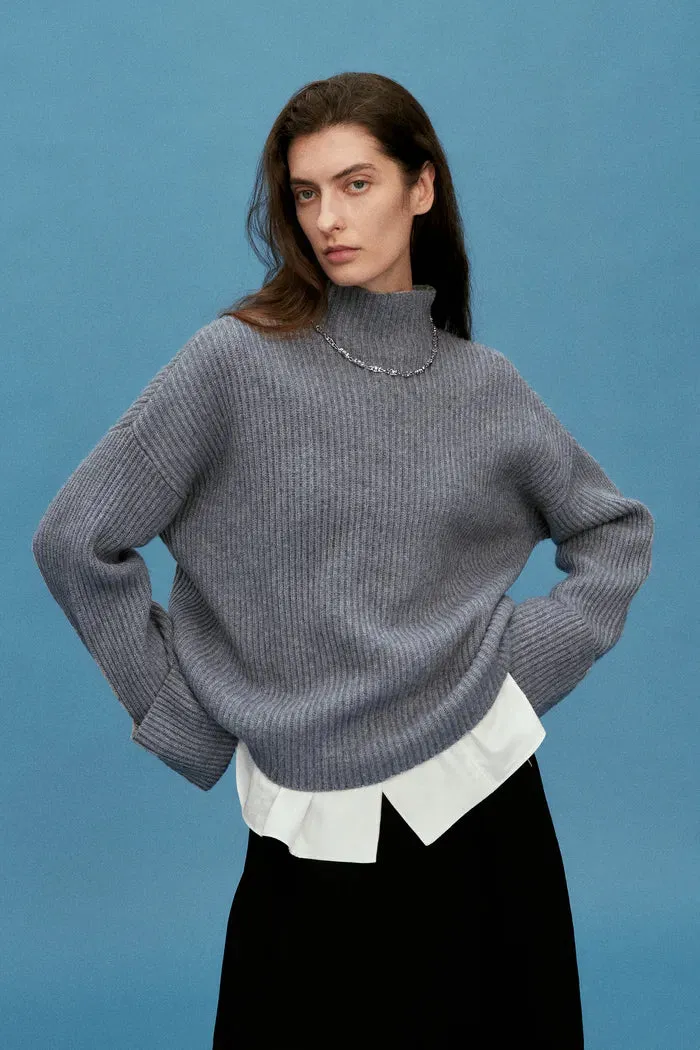Victoria Mock Neck Sweater in Merino Cashmere Knit sold by Fabrique product image thumbnail 5