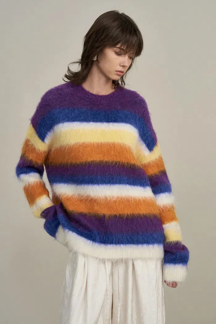 Marie Striped Knit Sweater in Alpaca Mohair Blend Knit sold by Fabrique product image thumbnail 2