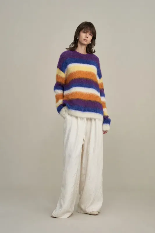 Marie Striped Knit Sweater in Alpaca Mohair Blend Knit made by Fabrique