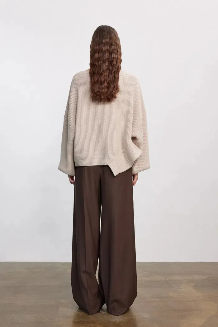 Sonia Asymmetrical Hem Sweater in Merino Wool Knit sold by Fabrique product image thumbnail 5