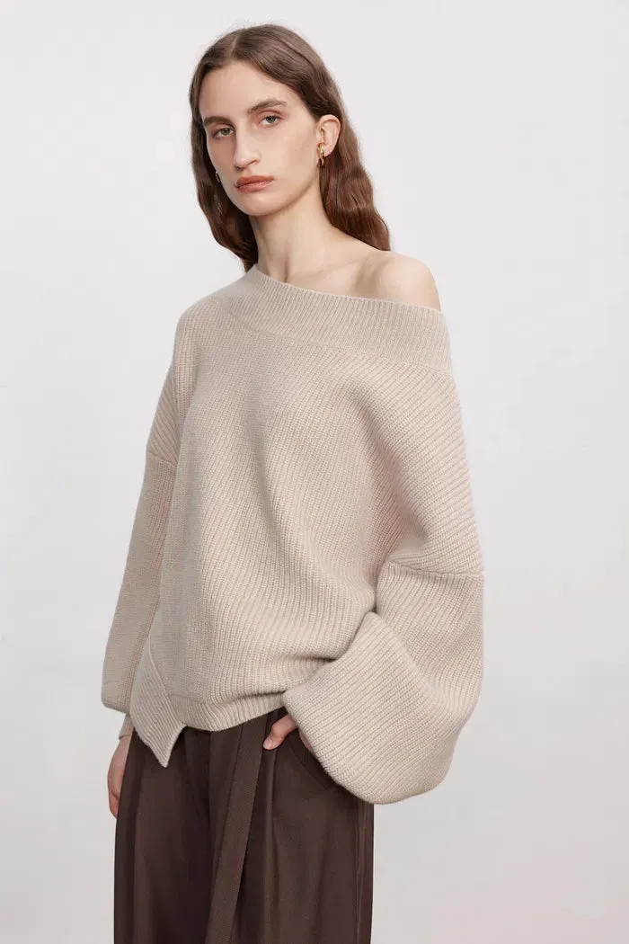 Sonia Asymmetrical Hem Sweater in Merino Wool Knit sold by Fabrique product image thumbnail 2