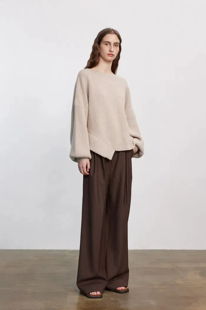 Sonia Asymmetrical Hem Sweater in Merino Wool Knit sold by Fabrique product image thumbnail 3