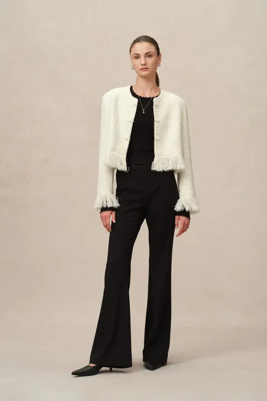 Violette Handcrafted Fringe Tweed Jacket in Wool-Lurex sold by Fabrique