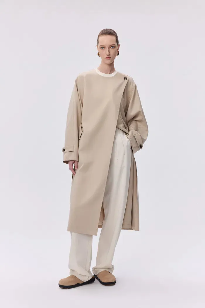 Hilda Single Button Collarless Trench in Wool Fine Twill sold by Fabrique product image thumbnail 4