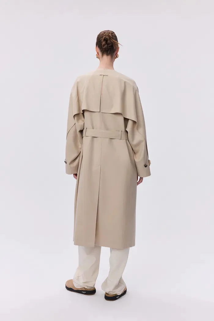 Hilda Single Button Collarless Trench in Wool Fine Twill sold by Fabrique product image thumbnail 5