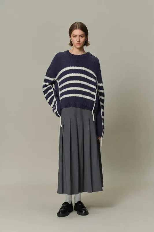 Kirsten Striped Pullover Sweater in Wool Blend Bouclé Knit sold by Fabrique