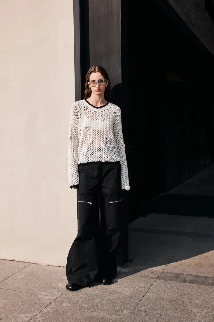 Susanne Crochet Hollow-Out Pullover in Cotton sold by Fabrique product image thumbnail 3