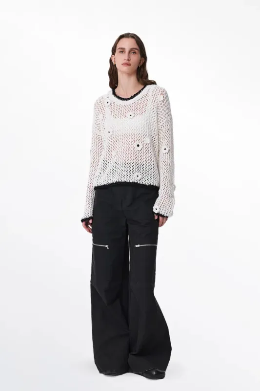 Susanne Crochet Hollow-Out Pullover in Cotton sold by Fabrique