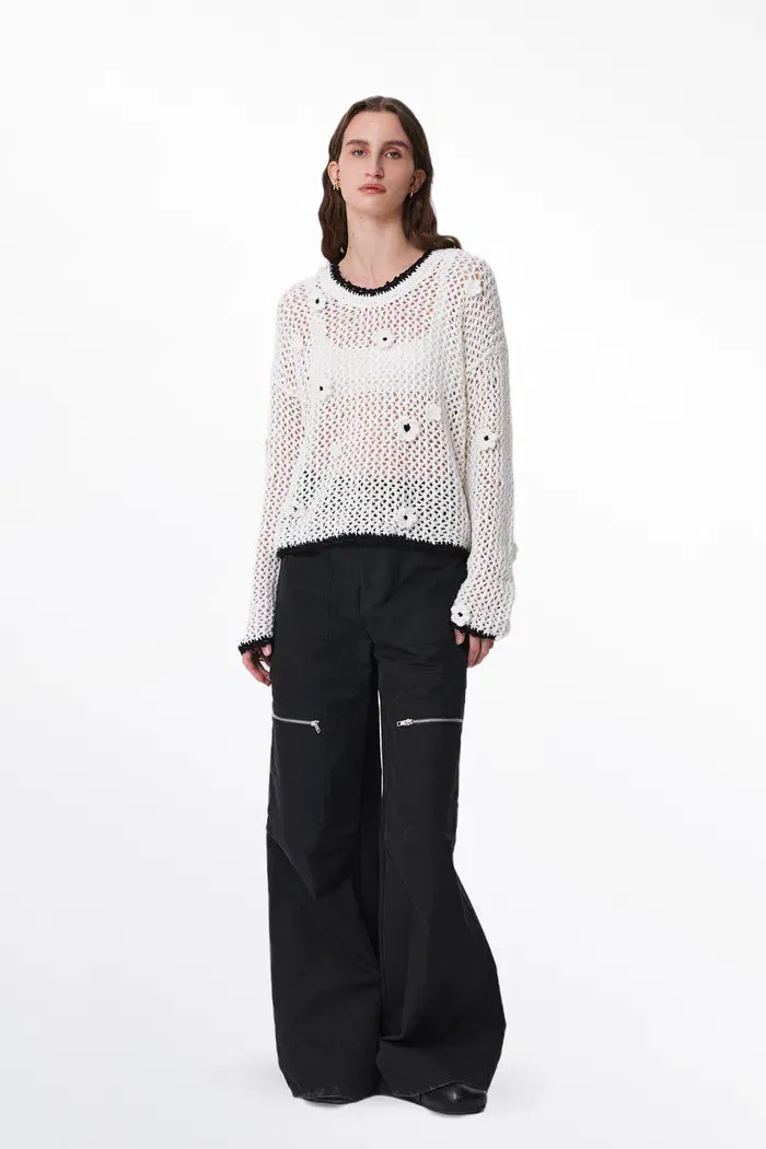 Susanne Crochet Hollow-Out Pullover in Cotton sold by Fabrique