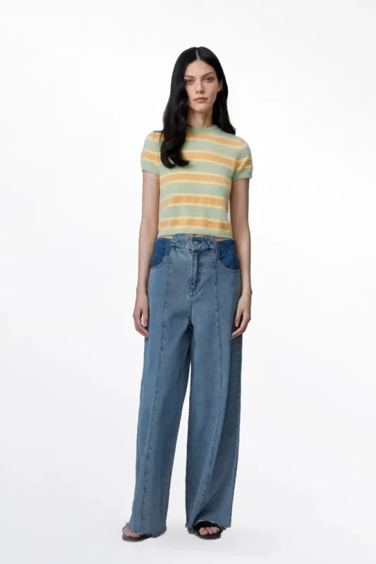 Amber Striped Short Knit Top made by Fabrique