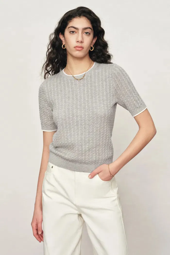 Clara Short Sleeve Top in Cotton Cable Knit sold by Fabrique product image thumbnail 4