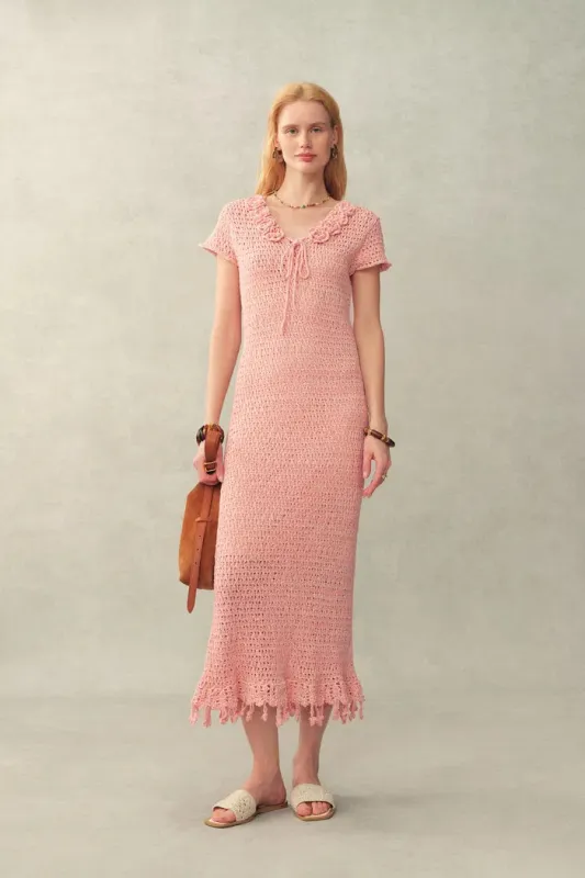 Yori Hand Crocheted Floral Dress in Cotton made by Fabrique