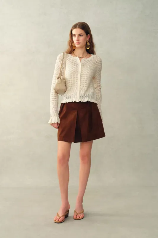 Daisy Ruffle-Trim Cardigan in Cotton Knit sold by Fabrique