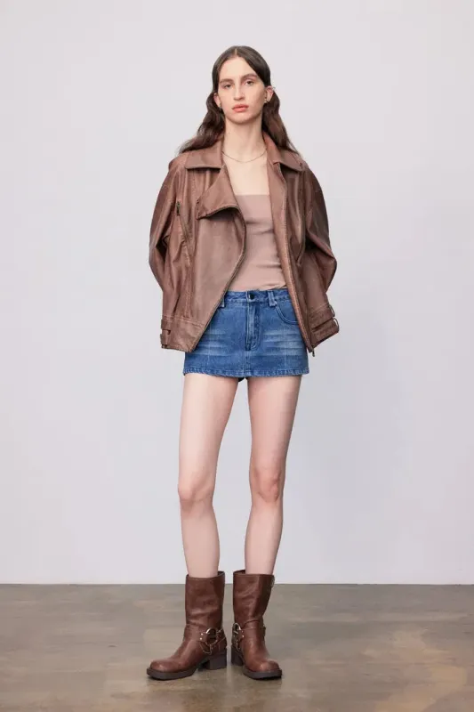 Terra Vintage Brown Leather Jacket in Vegan Leather made by Fabrique