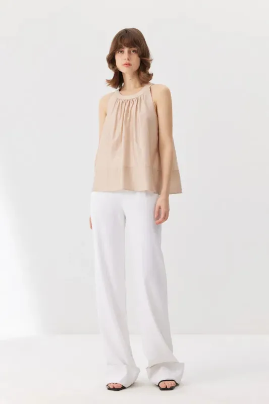 Leah Off-Shoulder Nude Top in Tencel Blend made by Fabrique
