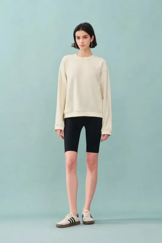 Lotus Beige Crewneck Sweatshirt in Cotton made by Fabrique