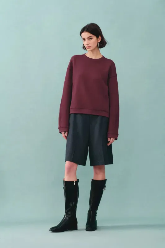 Lotus Red Crewneck Sweatshirt in Cotton made by Fabrique