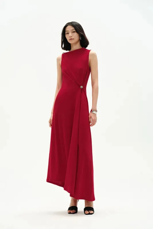 Kiki Asymmetric Knotted Sleeveless Dress in Premium Stretch Knit made by Fabrique