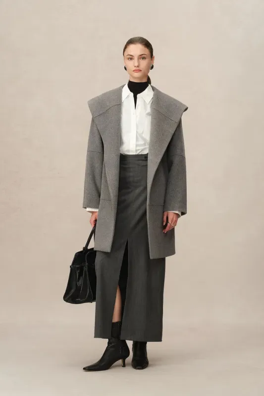 Chesterfield Multi-Piece Structure Hooded Coat in Wool Cashmere sold by Fabrique