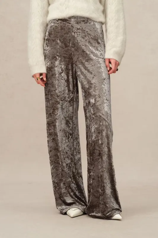 Shining Velvet Straight Leg Trousers in Ice Velvet made by Fabrique