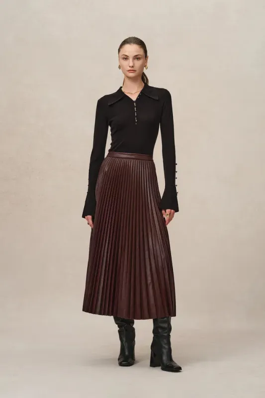 Mia Bell Sleeve Fitted Top in Silk Blend Knit made by Fabrique