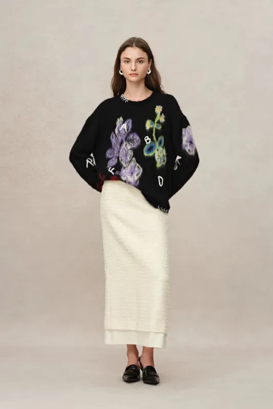 Cyclamen Jacquard Knit Sweater made by Fabrique