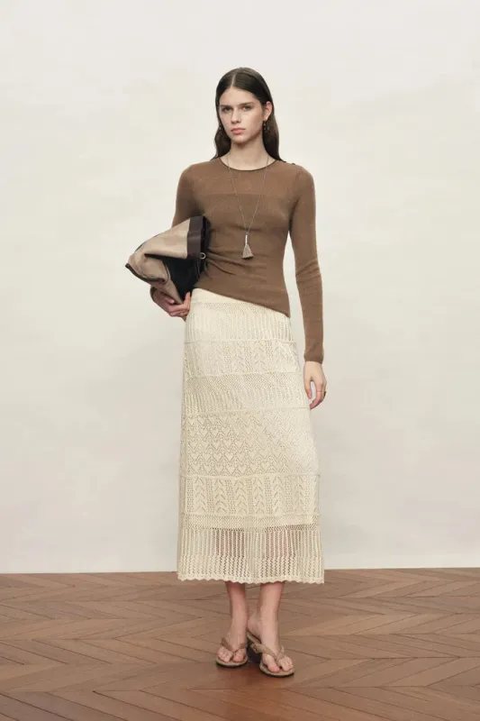Mariselle Crew-Neck Fitted Long Sleeve Top in Merino Wool Knit made by Fabrique