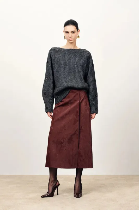 Kylie Off-Shoulder Button Detail in Coarse-Spun Merino Wool Knit made by Fabrique