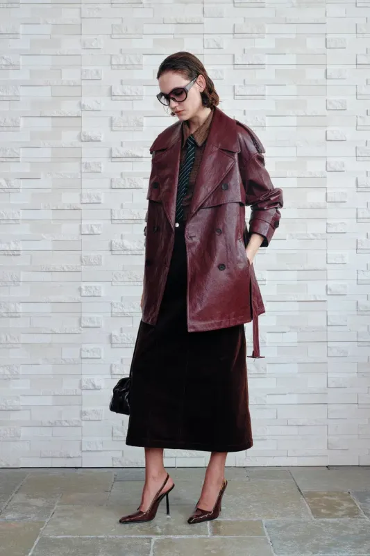 Ostro Trench Style Coat in Waxed Faux Leather made by Fabrique